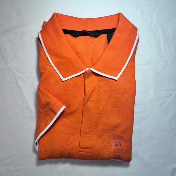 Men's Sean John Orange Short Sleeve Polo Shirt 3XL with White Trim - Picture 4 of 8